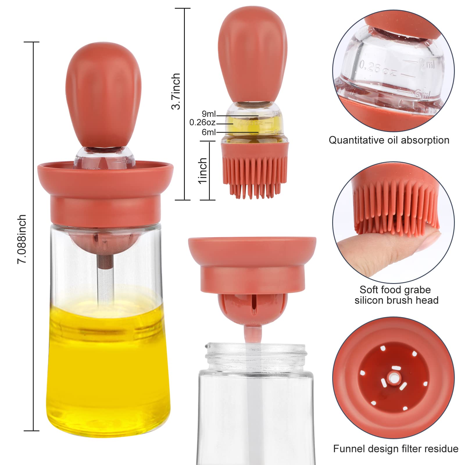 Amazon.co.jp: 2022 新しいガラスオリーブオイルボトルとブラシ 2 in 1